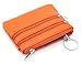 DEEZOMO Women's Top Grain Cowhide Leather Card Case Wallet / Coin Change Purse with Key Ring - Orange