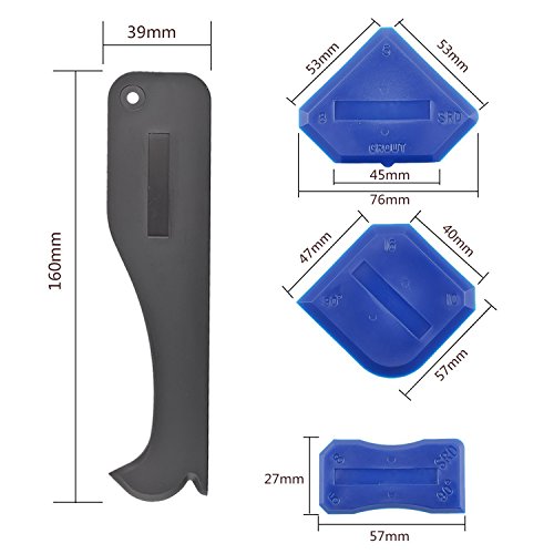 5 Pieces Caulking Tool Kit, GUSTYLE 3 in 1 Silicone Sealant Replace & Removal Tool with 4 Pieces of Sealant Tool Kit for All Bathroom Kitchen Room and Frames Sealant Seals - Thumbnail 4