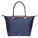 BEKILOLE Women's Stylish Waterproof Tote Bag Nylon Travel Shoulder Beach Bags-Blue Color - Medium Size