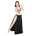 Dance Fairy Satin High Split Midi Skirt(no Belt),Black