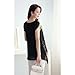 Anself Fashion Women Chiffon Blouse Floral Print Hollow Out Overlay Petal Sleeves Tops Black
