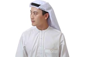 QYUU Mens Arab Keffiyeh Shemagh Desert Prince Head Wrap Scarf Middle Eastern Traditional Islamic Muslim Headwear