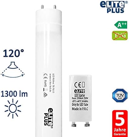 e lite led rohre t8 72cm sehr hell 1300lm 10w 840 4000 kelvin universalweiss glas 330 grad homogenes licht langlebig 50 000h 5 jahre garantie 26cm durchmesser inkl starter 1 stuck amazon de beleuchtung