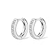 12 MM Small Surgical Stainless Steel Hoop Earring for Men Women Huggie Earrings With 1 Rows Of 1.5 mm Cubic Zirconia Earrings