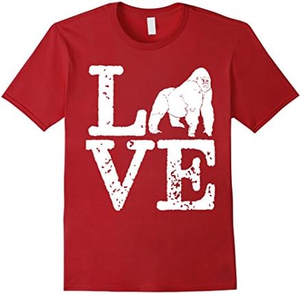Mens I Love Gorillas Distressed TShirt Large Cranberry