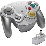 Veanic 2.4G Wireless Gamecube Controller Gamepad Gaming Joystick with Receiver for Nintendo Gamecube,Compatible with Wii (Silver)