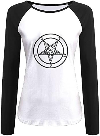 Baphomet Satan Crew Neck Long Sleeve Jersey Tshirts Graphic Cloth For Womans