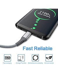 Sweguard Cable USB tipo C, paquete de 3 (3.3 pies + 6.6 pies + 10 pies) USB A a USB-C cargador rápido de nailon trenzado para Samsung Galaxy S8 S9 Plus Note 9 8, Google Pixel 2 3 XL, LG G7 V20 V30, Moto Z2 Z3