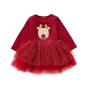 Borlai Baby Meisjes Kerst Elanden Jurk Lange Mouw Tutu Rok Voor Feest Verjaardag Kerst