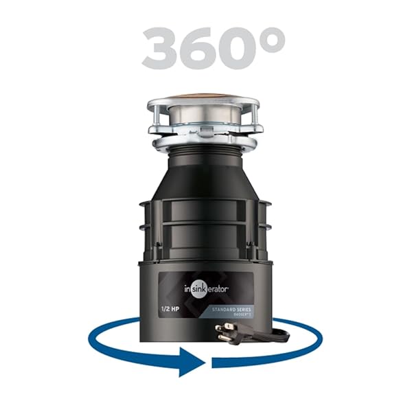 INSINKERATOR BADGER 5 GARBAGE DISPOSAL WITH POWER CORD, STANDARD SERIES 1/2 HP CONTINUOUS FEED FOOD WASTE DISPOSER, BADGER 5 W/C, NO SIZE, BLACK/GRAY