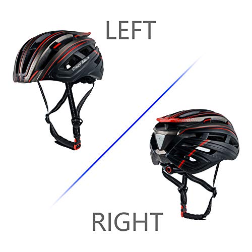 Crazy Mars Bike Bicycle Helmet - Cycling MTB BMX Helmet with Light and Magnatic Goggle Visor Men Women Adjustable