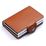 Slim Minimalist RFID Blocking Leather Wallet For Men & Women - Front Pocket, Thin, Multiple Card Slots, Carbon Fiber