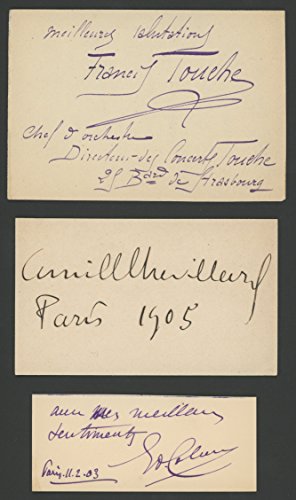 [French Conductors] Chevillard, Camille. (1859-1923) & Colonne, Ã‰douard. (1838-1910) & Touche, Francis.: Three Autograph Signatures
