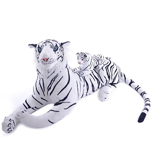 VERCART 43 inches Giant Realistic Stuffed Tiger Animals Soft Plush Toy White Tiger for Kids Birthday Gifts (with A Small Tiger) - Image 4