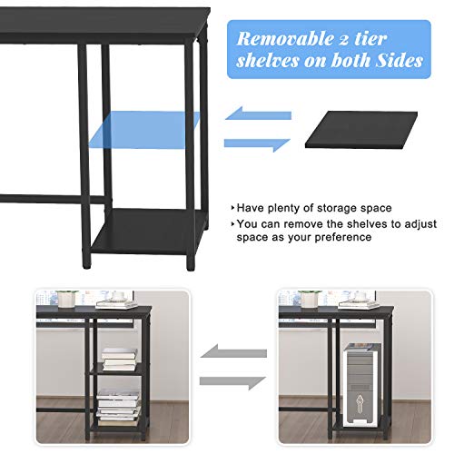 Earthsign LShaped Home Office Desk with Four Shelves Storage, Spacious