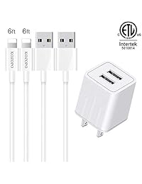 KOZOPO - Cargador para teléfono móvil (cable USB duradero de 5.9 ft, 2 unidades)