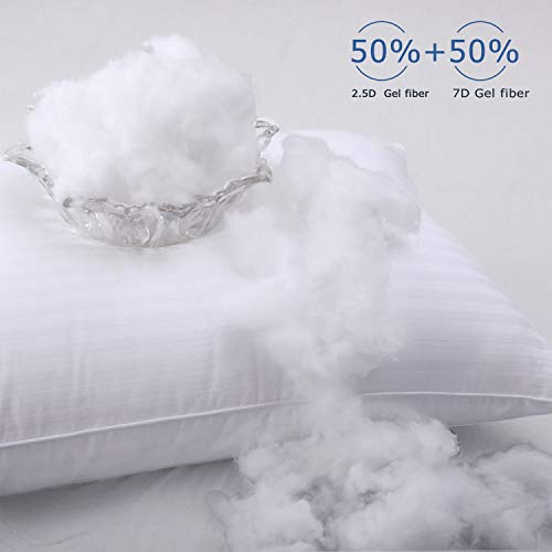 JUSPURBET Hotel Bed Pillow for Side Sleepers and Back Sleepers (2 Pack) - Luxury Plush Gel Best Pillow for Home,100% Cotton Cover - Queen Size - Thumbnail 2