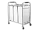 Laundry Hamper with Wheels - Rolling Laundry cart Heavy Duty - Triple Laundry Sorter, Chrome/White Laundry Organizer