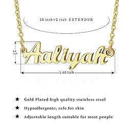 SANNYRA Aaliyah Name Necklace Personalized 18K Real