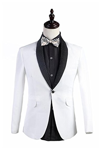 2016 new White Korea style mens singer bar suit wedding dress casual groom suits Color:White Size:Asian XL
