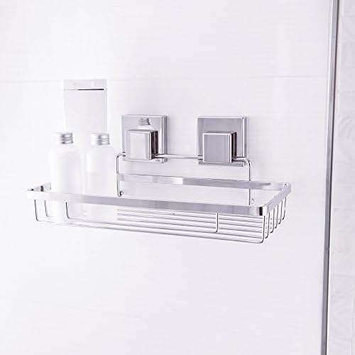 Goodia Suction Cup Wall Mounted Bathroom Kitchen Toilet Shelf Furniture Sets Stainless Steel Shower Caddy Shampoo Shower Gel Holder Chrome