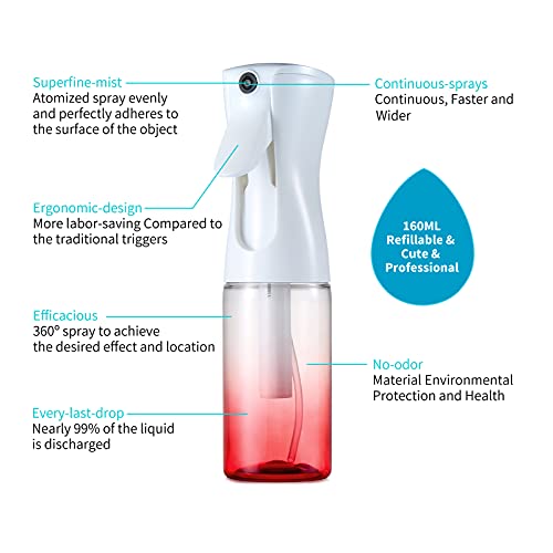 Water Spray Bottle for Hair (Red 5oz), Hair Spray Bottle, Fine Plant