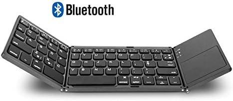 AVATTO MT03 Wireless Foldable Keyboard Bluetooth with Touchpad, USB Rechargeable, Portable for Tablet, Pad, Phone, Smart TV, Android TV Box, Raspberry Pi (Color Black)