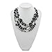 Bocar Multi Layer 5 Strand Statement Collar Beaded Necklace for Women Gift (NK-10376-black)