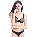 Varsbaby Women See-Through Lace Push Up Transparent Everyday Bra (V279TS, 38D, Black) (Black, 38D)