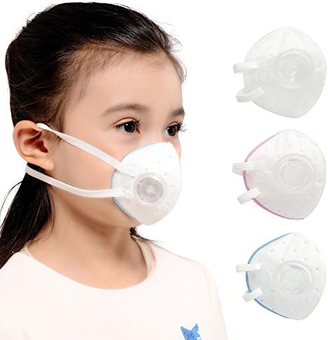 KANJEKANLE Reusable Dust Breathable Washable Sport Face Masks,Electrostatic Cotton Material Respirator Valve,for Kids (3-6Y) 3 pack