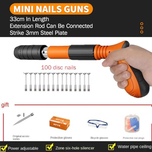 Kit Pistola de Fixação Direta com 100 Pinos, Óculos de Proteção, Luvas e Estojo