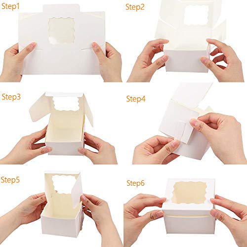 Bakery Boxes Small Cupcake Boxes 50pcs 4x4x3.5in White Single Pastry