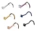 18-20G 6Pcs Stainless Steel Screw Stud Nose Ring CZ Stud Nose Piercing Body Jewelry for Mens Womens