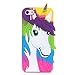 3D Soft Silicone Case Back Covers for Apple iPhone SE / iPhone5 / iPhone5s Protective Fancy Fresh Chic Cute Lovely Cool Design for Girls Teens Kids Women (Green Unicorn)