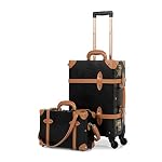 COTRUNKAGE 2 Piece Luggage Sets Carry On Suitcases for Women with TSA Lock (13″ & 20″, Black)