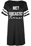Oops Outlet Women's Me Sarcastic Never PJ Shirt Top Baggy Tunic Night Dresses