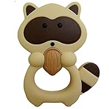 Baby Teething Toy by Babypeanut Binki The Raccoon Cute Baby Teether Toy Bpa Free Soft Silicone Teether For Babies Brown