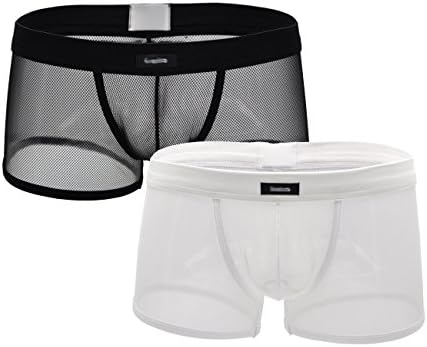 Adviter Men's Soft Mesh Underwear See-Through Boxer Briefs Trunks