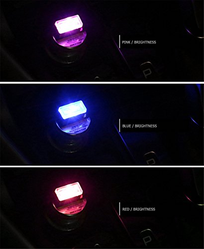 Rumfo 2Pcs Car USB Atmosphere Light, Mini USB Led Car Interior Ambient Lighting Decoration Night Light Automotive Decorative Led Lamp with USB Charging for All Cars Vehicle SUV Truck (Red) - Thumbnail 5