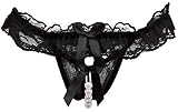 Beenice Women Sexy lace lingerie Open Crotch Thong G Strings With Pearl Massage