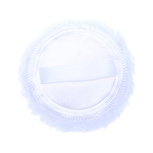 Anleolife 5Pcs White Large Fluffy Puffs For Body Powder Washable Face Powder 3 inch Blending Sponge Puff Round For Foundation Makeup Velour Puffs Beauty Blenders 5pcs/package