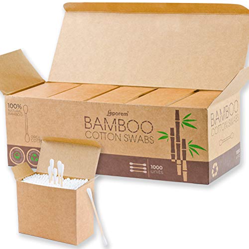 Cotton Swabs - Cotton Buds, 1000 CT Organic Cotton Swabs, Multipurpose Highly Absorbent Hygienic, Recyclable & Biodegradable Bamboo Cotton Sticks for Beauty Care, Painting, Jewelry, Pet Care (5 Pack)
