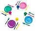 Playkidiz Super Durable Play Dishes - Pretend Play Children's Dish Set - 27 Pieces Plates, Cups and Cutlery with Dish Drainer - Great Gift for Kids