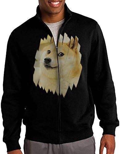 Jacob Men's Sweatshirt Doge Dog Full-zip Hoodie Jacket L Black