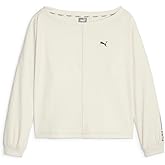 PUMA Womens Studio Unwind Scoop Neck Long Sleeve Athletic Training Casual Tops Casual - Off White - Size XS