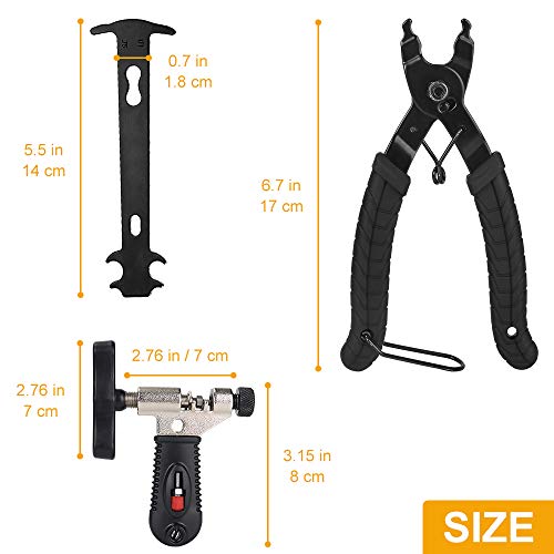 AutoWT Bicycle Chain Repair Tool Kit, Cycling Bike Master Link Pliers Remover & Chain Breaker Splitter Cutter & Chain Wear Indicator Checker & Reusable Missing Connector for 6/7/8/9/10 Speed Chain