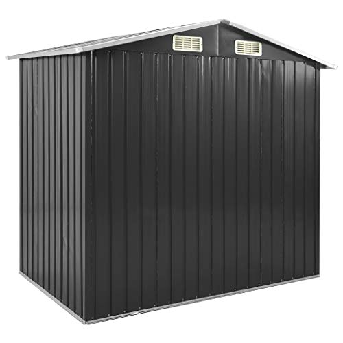 Tidyard Gartenhaus mit Regal Outdoor Geräteschuppen Geräteschrank Gartenhaus Schuppen Metallgerätehaus Anthrazit 205x130x183 cm Eisen – Bild 7