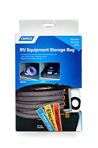 Camco RV Equipment Storage Utility Bag with Identification Tags for Organization-Conveniently Stores Electrical Cords, Fresh Water Sewer Hoses Perfect for Campers and Rvers (53097)
