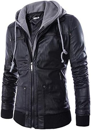 Men Vintage PU Leather Jacket Punk Classical Windproof Moto Jacket Slim Biker Coat