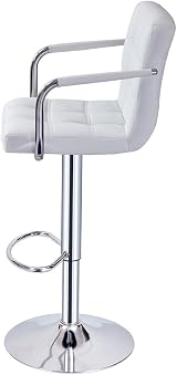 Panana Cuban Bar Chairs with Armrest, Height Adjustable, 360° Swivel, White view 9